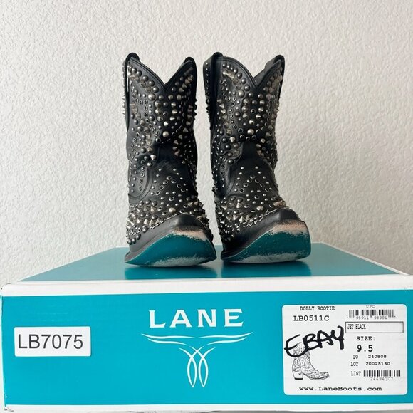 Lane DOLLY Womens Cowboy Bootie 9.5 Black Western Cowgirl Short Boots Bling Stud - Picture 10 of 11